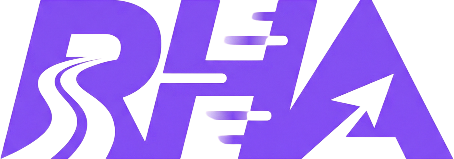 Stylized letters 'RLA' in purple with a road design inside the letter 'R' and motion lines between letters.